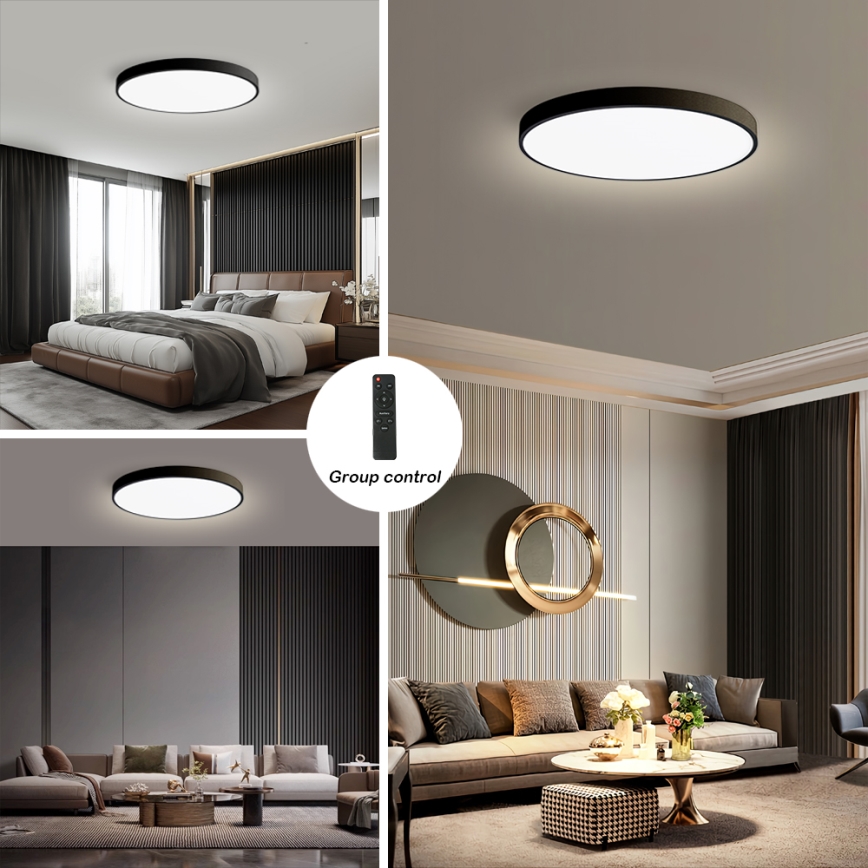Brilagi - LED ściemnialna lampa sufitowa POOL SMART LED/128W/230V 3000-6000K śr. 100 cm Wi-Fi Tuya czarna + pilot zdalnego sterowania