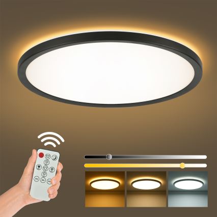 Brilagi - LED Plafon ściemnialny ULTRA SLIM LED/24W/230V 2700-6500K śr. 42 cm czarny + zdalne sterowanie