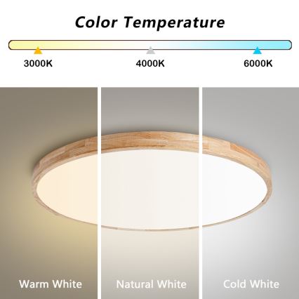 Brilagi - Ściemnialna oprawa sufitowa WOODLINE LED/100W/230V 3000-6000K dąb śr. 80 cm + pilot zdalnego sterowania