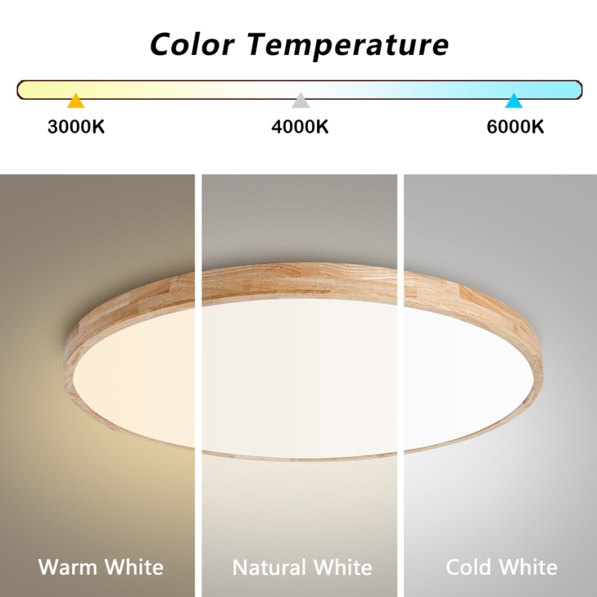 Brilagi - Ściemnialna oprawa sufitowa WOODLINE LED/100W/230V 3000-6000K dąb śr. 80 cm + pilot zdalnego sterowania