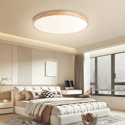 Brilagi - Ściemnialna oprawa sufitowa WOODLINE LED/100W/230V 3000-6000K dąb śr. 80 cm + pilot zdalnego sterowania