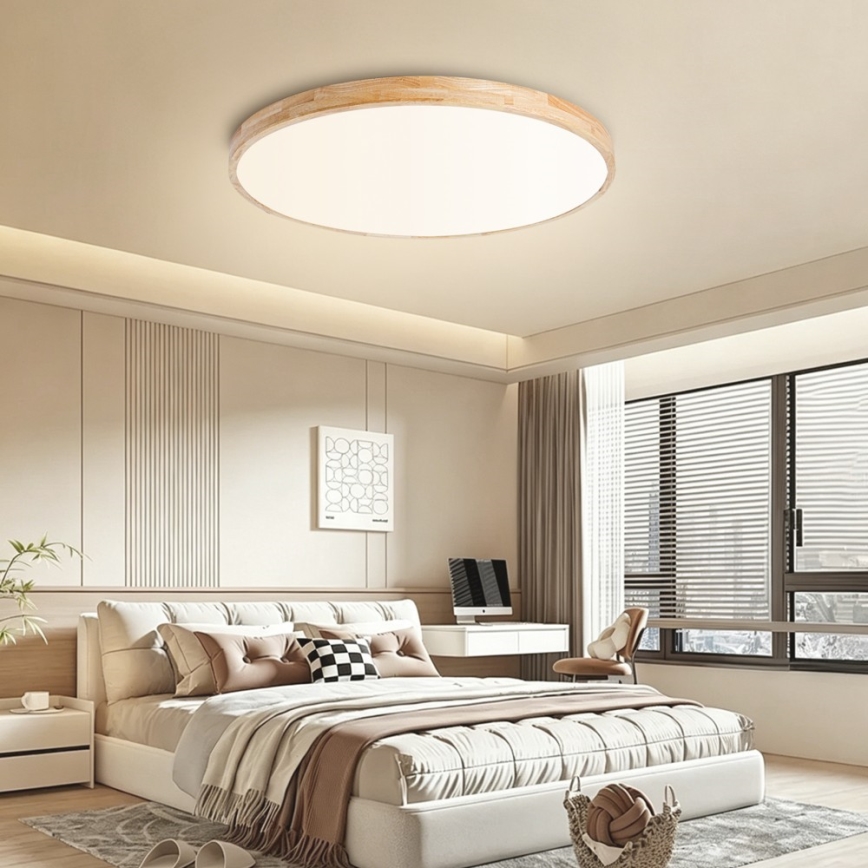 Brilagi - Ściemnialna oprawa sufitowa WOODLINE LED/100W/230V 3000-6000K dąb śr. 80 cm + pilot zdalnego sterowania