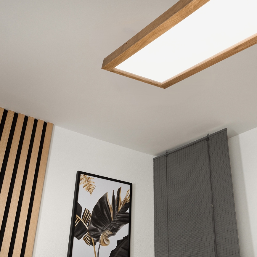 Brilagi - LED Ściemnialny plafon łazienkowy WOODY FRAME LED/50W/230V dąb 120x30 cm 3000-6000K IP44 + zdalne sterowanie