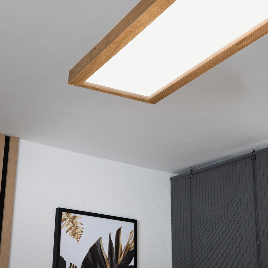 Brilagi - LED Ściemnialny plafon łazienkowy WOODY FRAME LED/50W/230V dąb 120x30 cm 3000-6000K IP44 + zdalne sterowanie