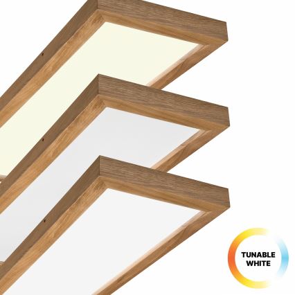 Brilagi - LED Ściemnialny plafon łazienkowy WOODY FRAME LED/50W/230V dąb 120x30 cm 3000-6000K IP44 + zdalne sterowanie