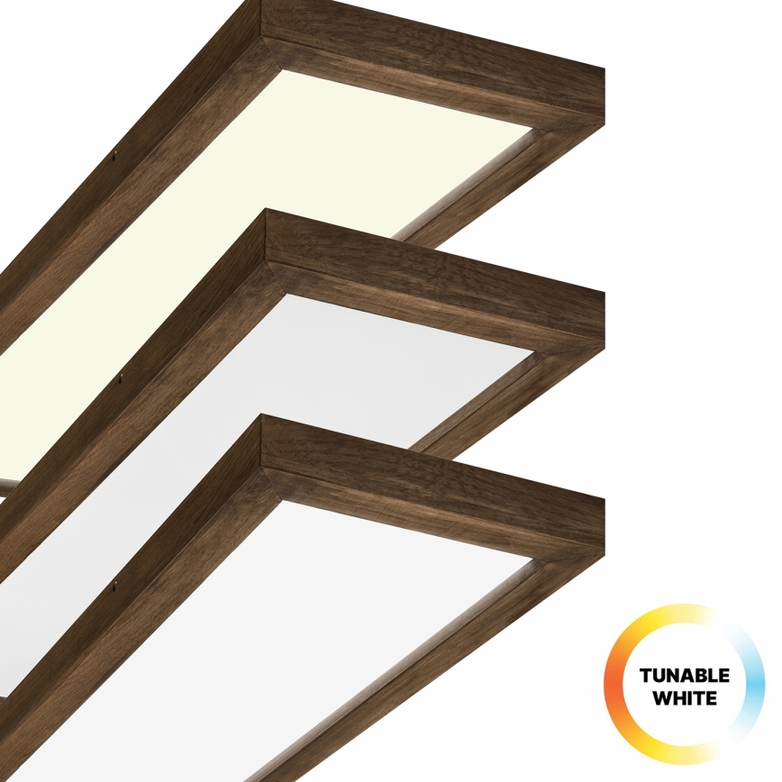 Brilagi - LED Ściemnialny plafon łazienkowy WOODY FRAME LED/50W/230V dąb 120x30 cm 3000-6000K IP44 + zdalne sterowanie