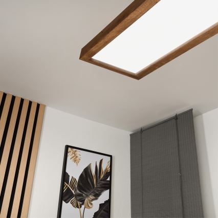 Brilagi - LED Ściemnialny plafon łazienkowy WOODY FRAME LED/50W/230V dąb wiśnia 120x30 cm 3000-6000K IP44 + zdalne sterowanie