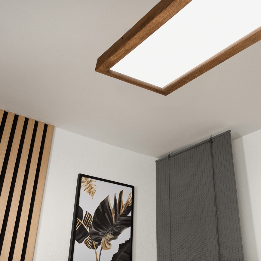 Brilagi - LED Ściemnialny plafon łazienkowy WOODY FRAME LED/50W/230V dąb wiśnia 120x30 cm 3000-6000K IP44 + zdalne sterowanie