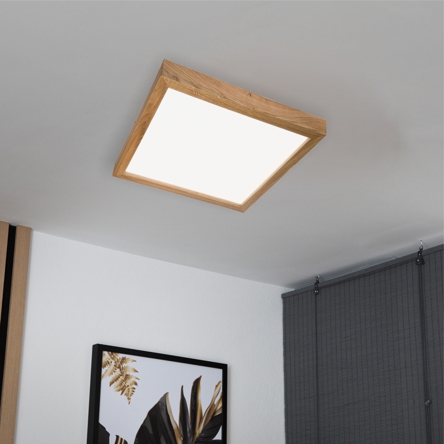Brilagi - LED Ściemnialny plafon łazienkowy WOODY FRAME LED/50W/230V dąb 60x60 cm 3000-6000K IP44 + zdalne sterowanie