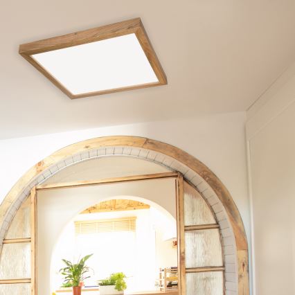 Brilagi - LED Ściemnialny plafon łazienkowy WOODY FRAME LED/50W/230V dąb 60x60 cm 3000-6000K IP44 + zdalne sterowanie