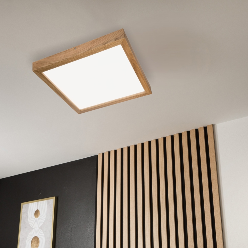 Brilagi - LED Ściemnialny plafon łazienkowy WOODY FRAME LED/50W/230V dąb 60x60 cm 3000-6000K IP44 + zdalne sterowanie