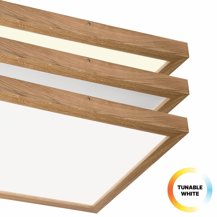 Brilagi - LED Ściemnialny plafon łazienkowy WOODY FRAME LED/50W/230V dąb 60x60 cm 3000-6000K IP44 + zdalne sterowanie