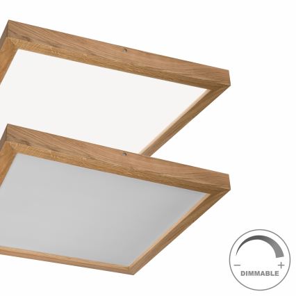 Brilagi - LED Ściemnialny plafon łazienkowy WOODY FRAME LED/50W/230V dąb 60x60 cm 3000-6000K IP44 + zdalne sterowanie