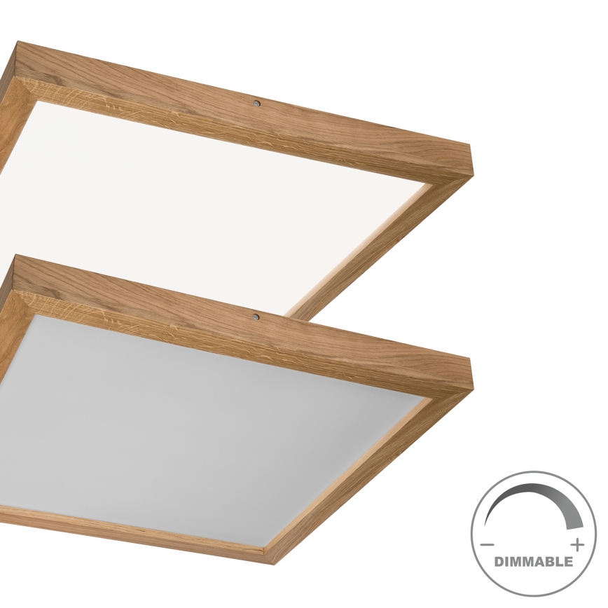 Brilagi - LED Ściemnialny plafon łazienkowy WOODY FRAME LED/50W/230V dąb 60x60 cm 3000-6000K IP44 + zdalne sterowanie