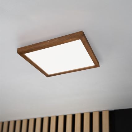 Brilagi - LED Ściemnialny plafon łazienkowy WOODY FRAME LED/50W/230V dąb wiśnia 60x60 cm 3000-6000K IP44 + zdalne sterowanie