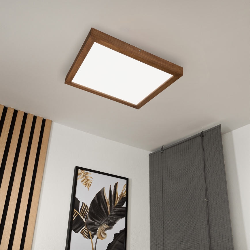 Brilagi - LED Ściemnialny plafon łazienkowy WOODY FRAME LED/50W/230V dąb wiśnia 60x60 cm 3000-6000K IP44 + zdalne sterowanie