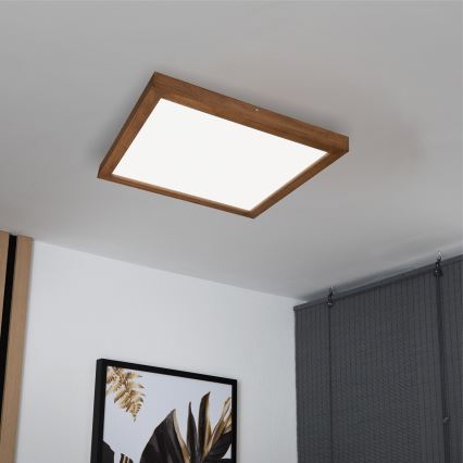 Brilagi - LED Ściemnialny plafon łazienkowy WOODY FRAME LED/50W/230V dąb wiśnia 60x60 cm 3000-6000K IP44 + zdalne sterowanie