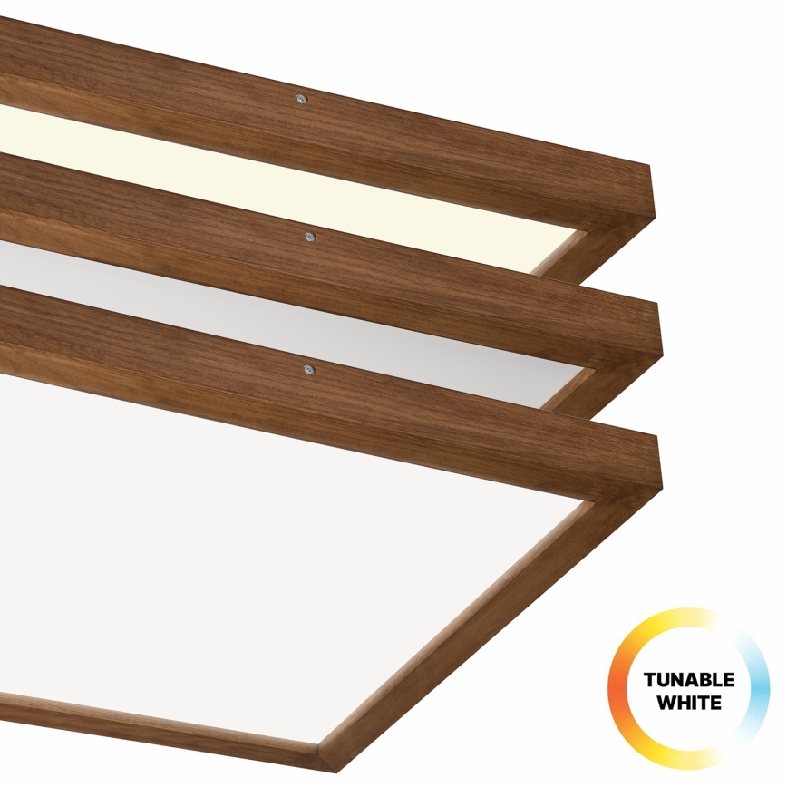Brilagi - LED Ściemnialny plafon łazienkowy WOODY FRAME LED/50W/230V dąb wiśnia 60x60 cm 3000-6000K IP44 + zdalne sterowanie
