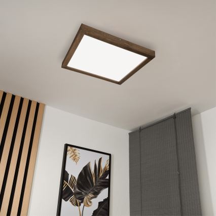Brilagi - LED Ściemnialny plafon łazienkowy WOODY FRAME LED/50W/230V dąb 60x60 cm 3000-6000K IP44 + zdalne sterowanie