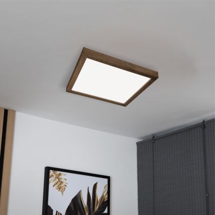 Brilagi - LED Ściemnialny plafon łazienkowy WOODY FRAME LED/50W/230V dąb 60x60 cm 3000-6000K IP44 + zdalne sterowanie