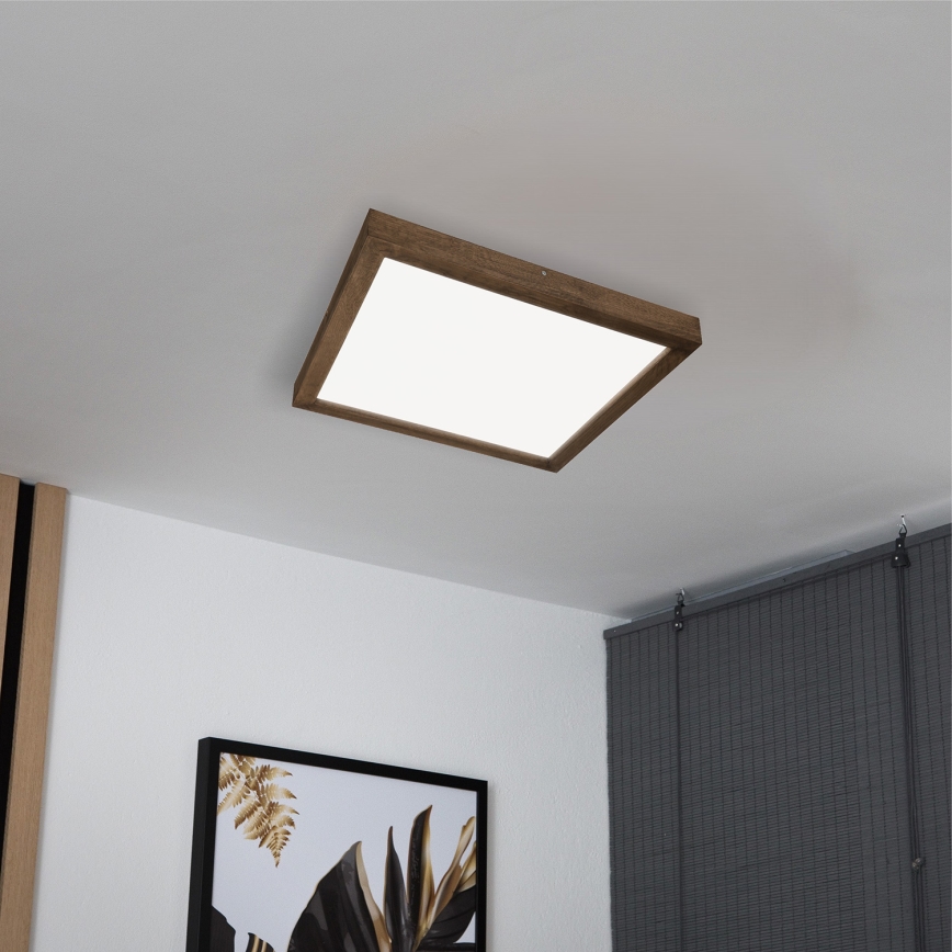Brilagi - LED Ściemnialny plafon łazienkowy WOODY FRAME LED/50W/230V dąb 60x60 cm 3000-6000K IP44 + zdalne sterowanie
