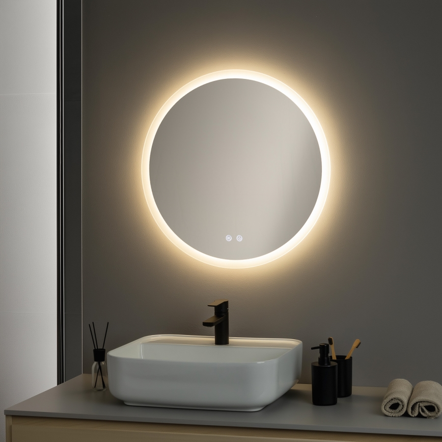 Brilagi - Podgrzewane lustro łazienkowe LED CLARA ECO, 12W, 230V, śr. 60 cm, IP44, CRI 90, ściemnialne + CCT