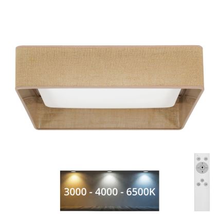 Brilagi - LED Plafon ściemnialny VELVET SQUARE LED/24W/230V 3000/4000/6500K + Pilot zdalnego sterowania brązowe