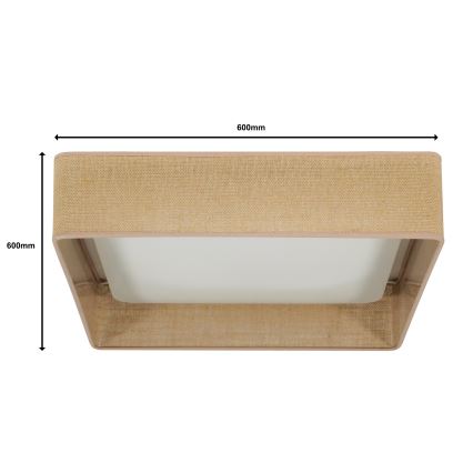 Brilagi - LED Plafon ściemnialny VELVET SQUARE SMART LED/36W/230V 2700-6500K Wi-Fi Tuya + pilot zdalnego sterowania brązowe