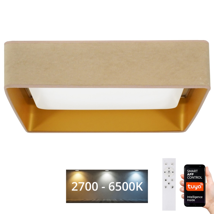 Brilagi - LED Plafon ściemnialny VELVET SQUARE SMART LED/36W/230V 2700-6500K Wi-Fi Tuya + Pilot zdalnego sterowania beżowe