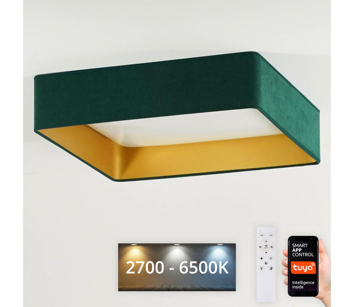 Brilagi-Ściemnialne światło LED VELVET SQUARE LED/36W/230V Wi-Fi Tuya+RC zielony