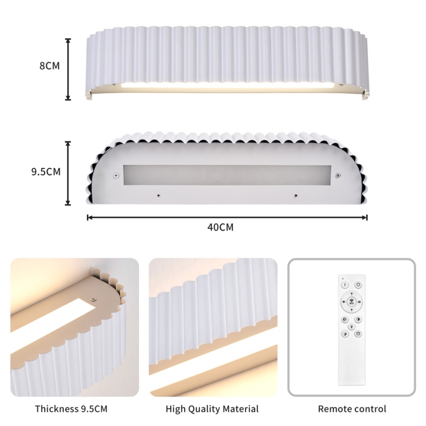 Brilagi - Ściemnialny kinkiet LED FALCON MODERN LED/14W/230V 3000-6000K 40 cm biały + pilot zdalnego sterowania