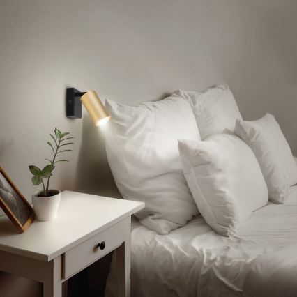 Brilagi - LED RGBW ściemnialny kinkiet punktowy ścienny SELE 1xGU10/4,8W/230V 3000K czarny/złoty + pilot zdalnego sterowania