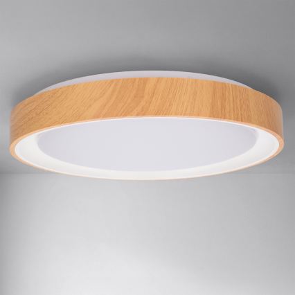 Brilagi - ściemnialna oprawa sufitowa LED FLOCO LED/48W/230V śr. 40 cm dekor drewna/biały + pilot zdalnego sterowania