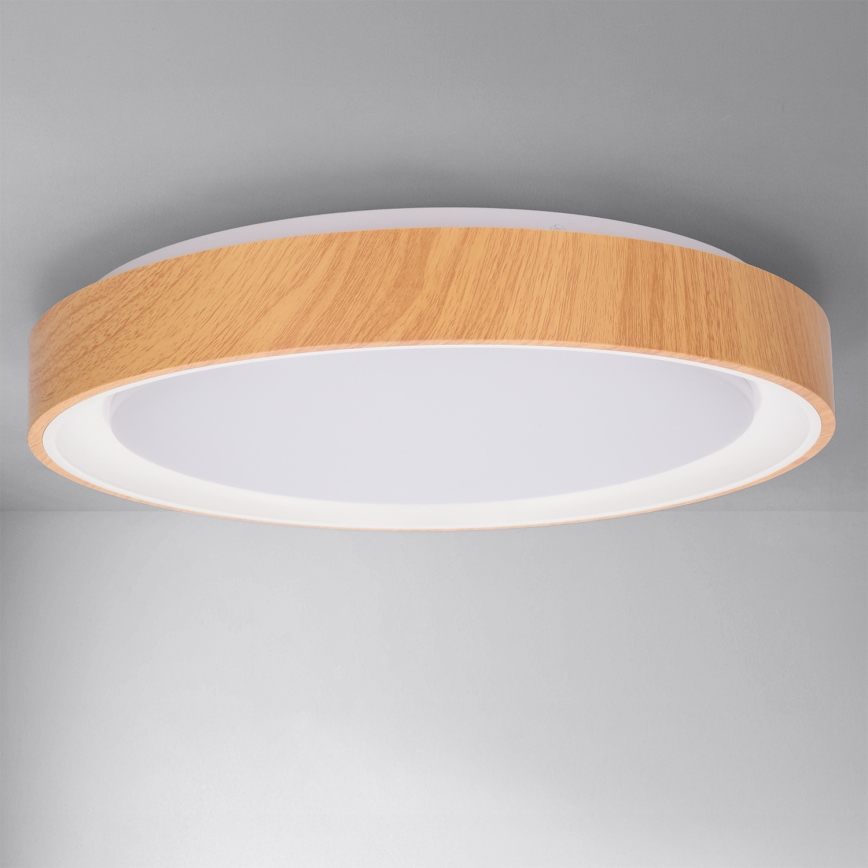 Brilagi - ściemnialna oprawa sufitowa LED FLOCO LED/48W/230V śr. 40 cm dekor drewna/biały + pilot zdalnego sterowania