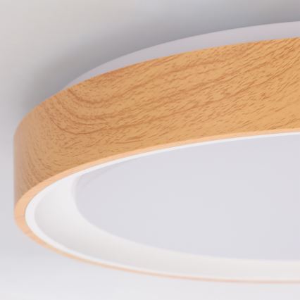 Brilagi - ściemnialna oprawa sufitowa LED FLOCO LED/48W/230V śr. 40 cm dekor drewna/biały + pilot zdalnego sterowania
