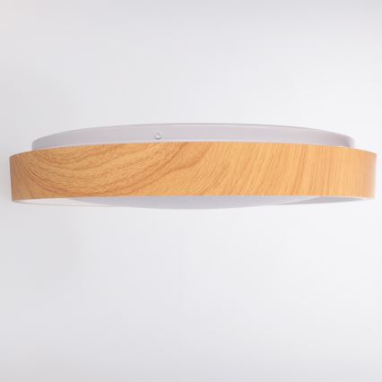 Brilagi - ściemnialna oprawa sufitowa LED FLOCO LED/48W/230V śr. 40 cm dekor drewna/biały + pilot zdalnego sterowania