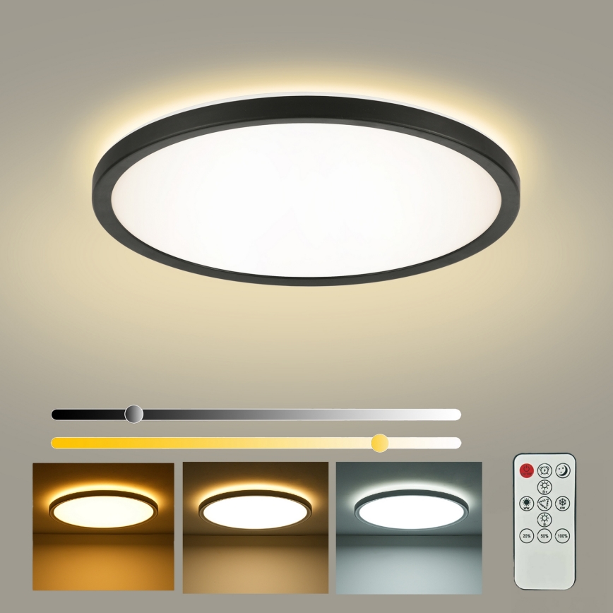 Brilagi - ściemnialny plafon ULTRA SLIM LED/24W/230V 2700-6500K Ø 42 cm czarny + pilot zdalnego sterowania
