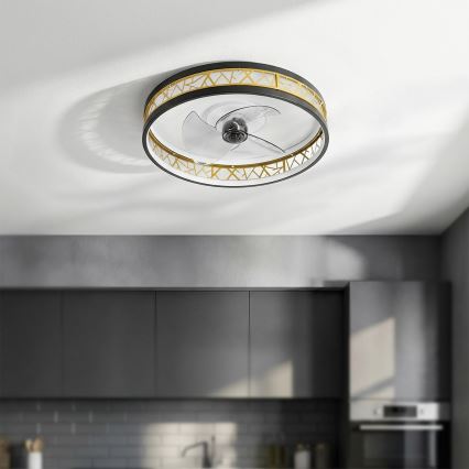 Brilagi - ściemnialny wentylator sufitowy LED/34W/230V 3000-6500K śr. 50 cm czarny/złoty + pilot zdalnego sterowania