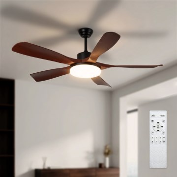Brilagi - ściemnialny sufitowy wentylator LED LED/34W/230V 3000-6500K Ø 132 cm czarny/brązowy + pilot zdalnego sterowania