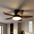 Brilagi - ściemnialny wentylator sufitowy LED 32 W, 230 V, 3000–6500 K, śr. 95 cm, czarny/brązowy + pilot zdalnego sterowania
