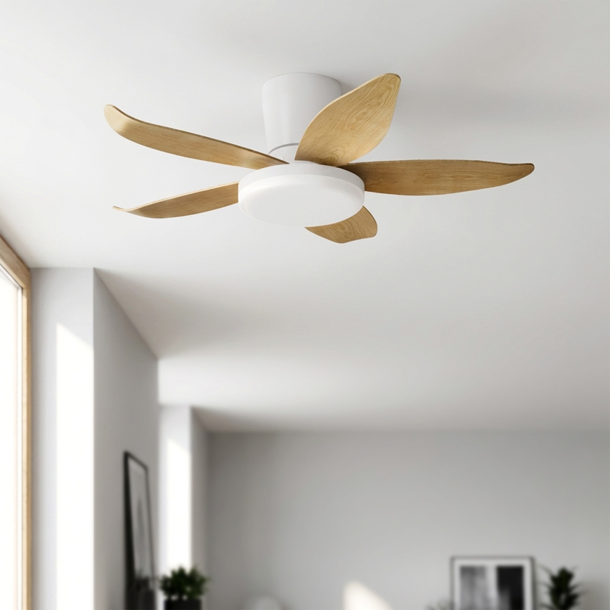 Brilagi - Ściemnialny wentylator sufitowy LED, 32W, 230V, 3000–6500K, śr. 95 cm, biały/brązowy + pilot zdalnego sterowania