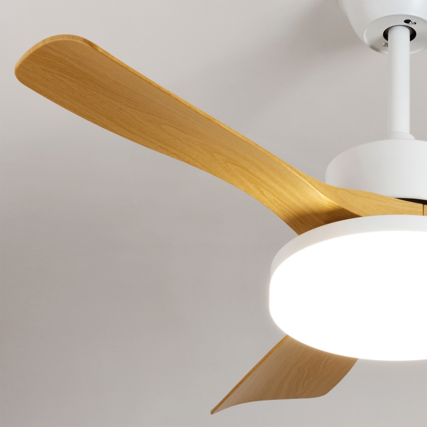 Brilagi - Ściemnialny wentylator sufitowy z LED, 34W, 230V, 3000-6500K, śr. 106 cm, biały/brązowy + pilot zdalnego sterowania