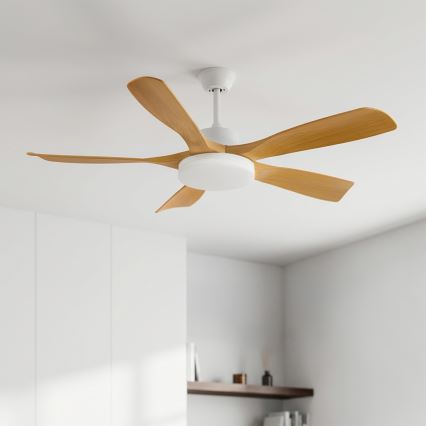 Brilagi - LED Ściemnialny wentylator sufitowy LED/34W/230V 3000-6500K śr. 132 cm biały/brązowy + pilot zdalnego sterowania