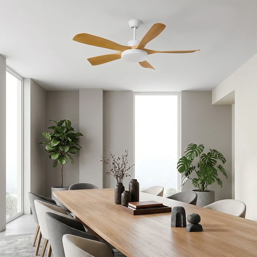 Brilagi - LED Ściemnialny wentylator sufitowy LED/34W/230V 3000-6500K śr. 132 cm biały/brązowy + pilot zdalnego sterowania