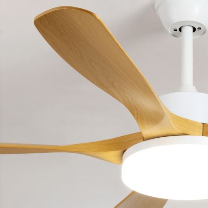 Brilagi - LED Ściemnialny wentylator sufitowy LED/34W/230V 3000-6500K śr. 132 cm biały/brązowy + pilot zdalnego sterowania