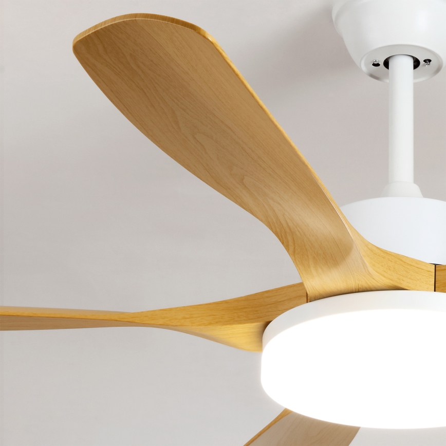 Brilagi - LED Ściemnialny wentylator sufitowy LED/34W/230V 3000-6500K śr. 132 cm biały/brązowy + pilot zdalnego sterowania