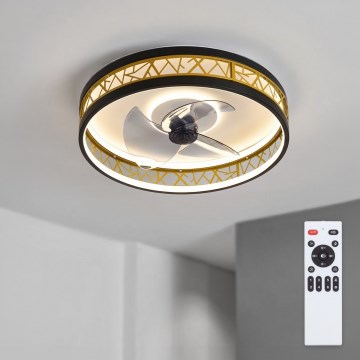 Brilagi - ściemnialny wentylator sufitowy LED/34W/230V 3000-6500K śr. 50 cm czarny/złoty + pilot zdalnego sterowania
