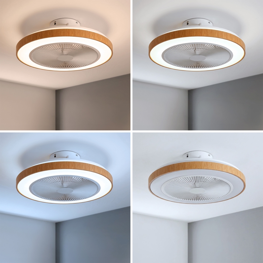 Brilagi - LED ściemnialny wentylator sufitowy LED/38W/230V 3000-6500K śr. 50 cm biały/brązowy + pilot