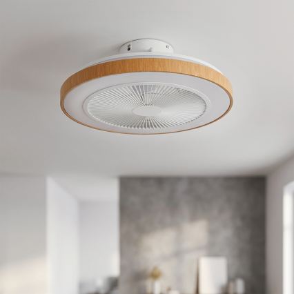 Brilagi - LED ściemnialny wentylator sufitowy LED/38W/230V 3000-6500K śr. 50 cm biały/brązowy + pilot