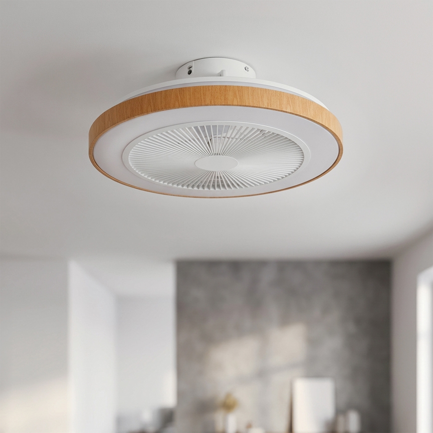 Brilagi - LED ściemnialny wentylator sufitowy LED/38W/230V 3000-6500K śr. 50 cm biały/brązowy + pilot